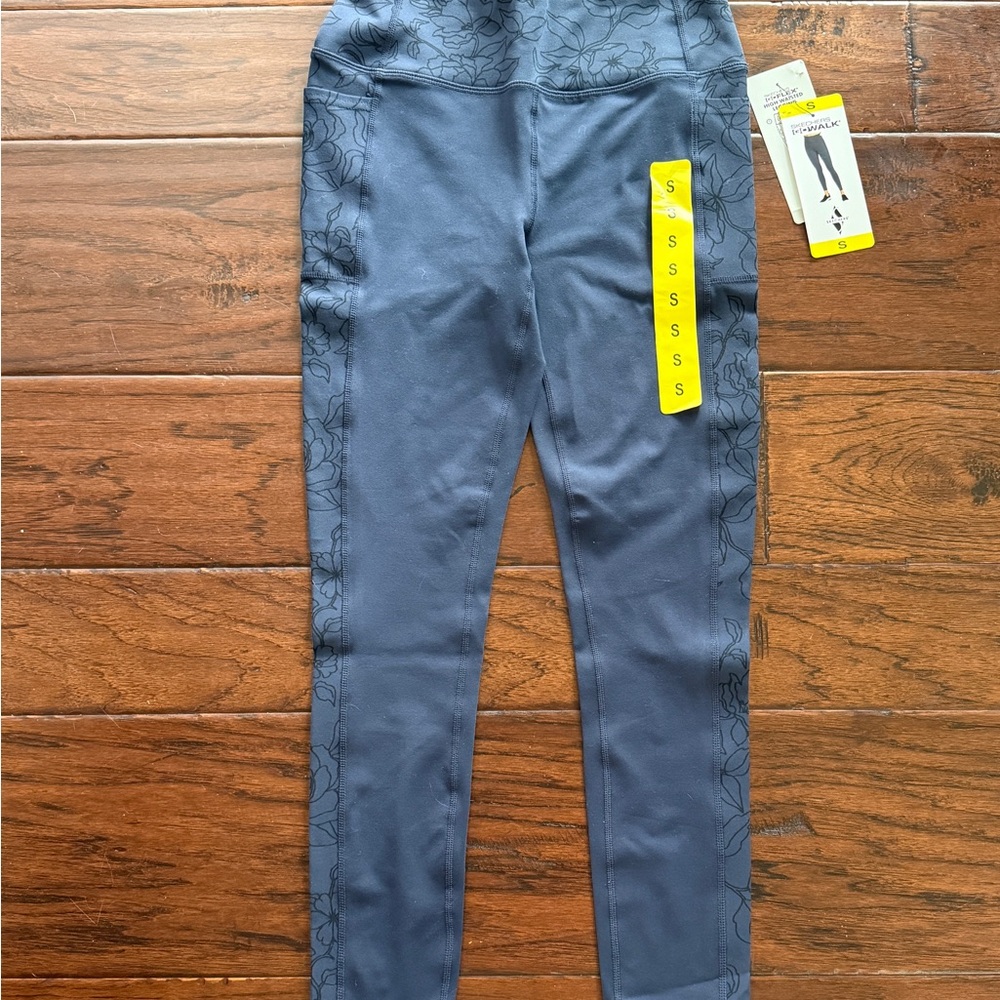 Skechers Blue Leggings with Floral Pattern